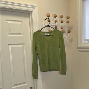 Nordstrom Cashmere V-Neck Women's Sweater - Green / Olive - XS